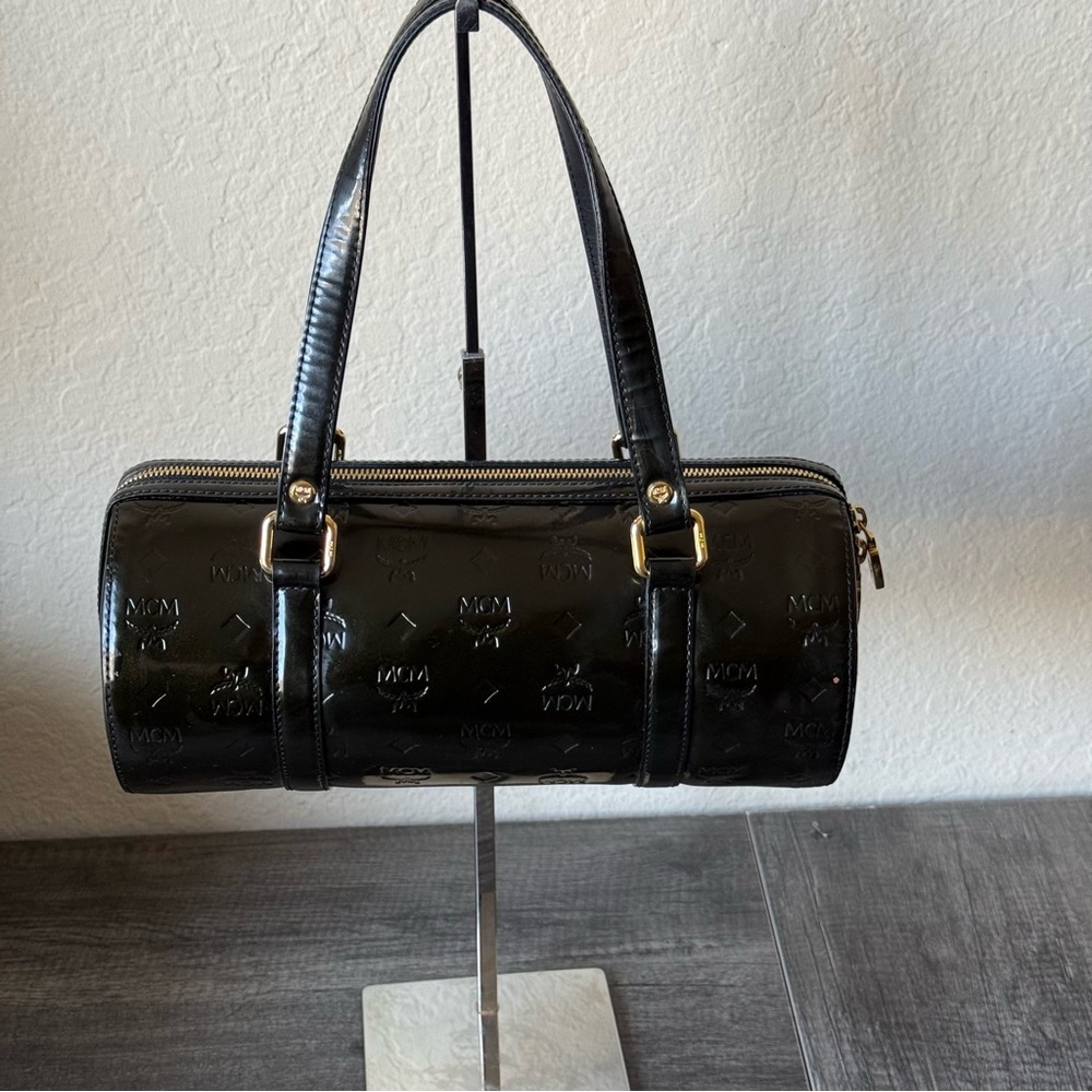 🤎MCM RARE PATENT LEATHER PAPILLON BAG/ DARK BROWN🤎 - Picture 3 of 13